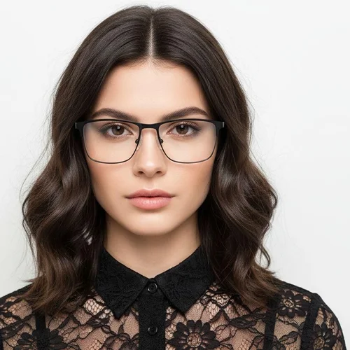 Lunettes rectangulaires en métal noir #BS2425-1148