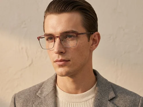Lunettes rectangulaires en métal brun #BS2425-1149