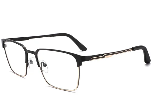Lunettes rectangulaires en métal noir #BS2425-1150