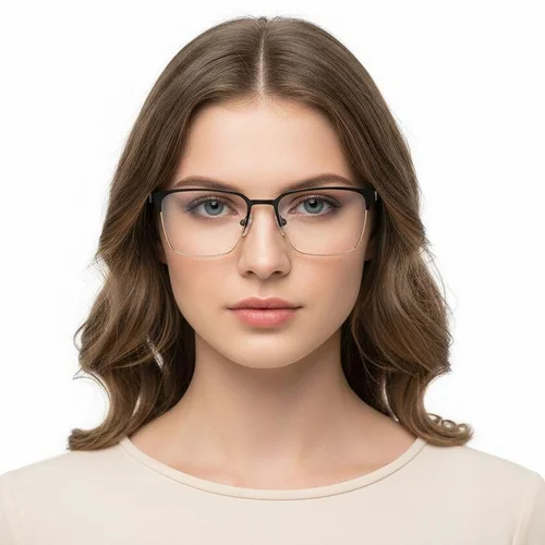 Lunettes rectangulaires en métal noir #BS2425-1150