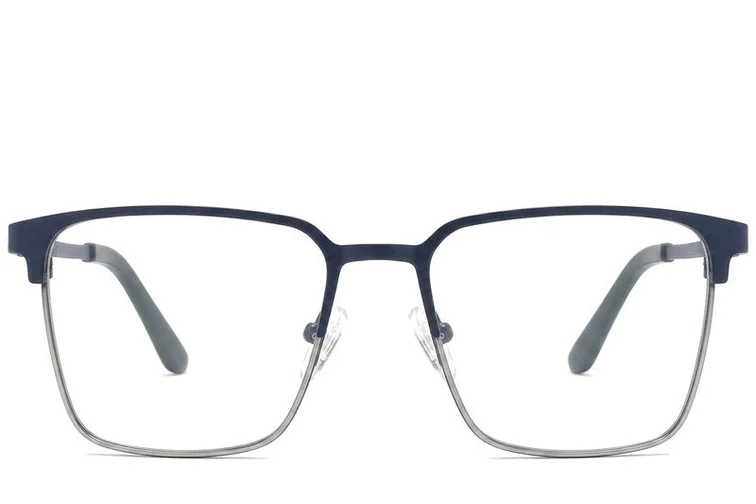 Lunettes rectangulaires en métal bleu #BS2425-1151