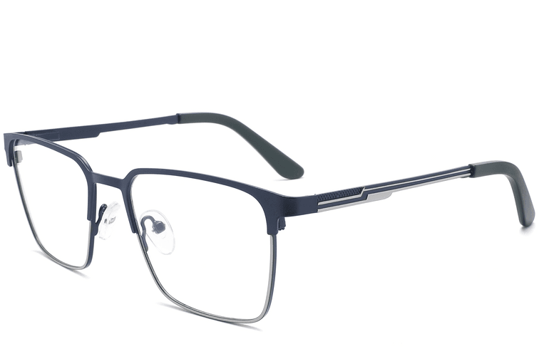 Rectangular Blue Metal Glasses #BS2425-1151