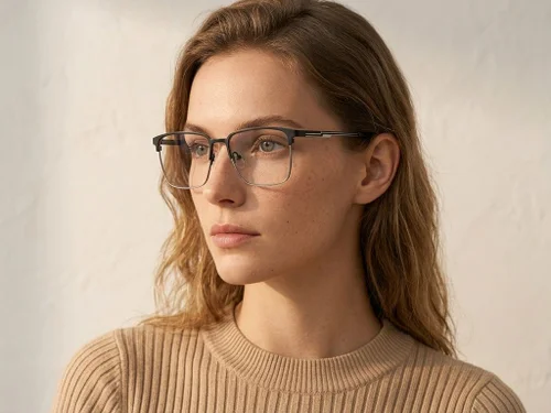Lunettes rectangulaires en métal noir #BS2425-1152