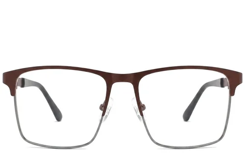 Lunettes rectangulaires en métal brun #BS2425-1154