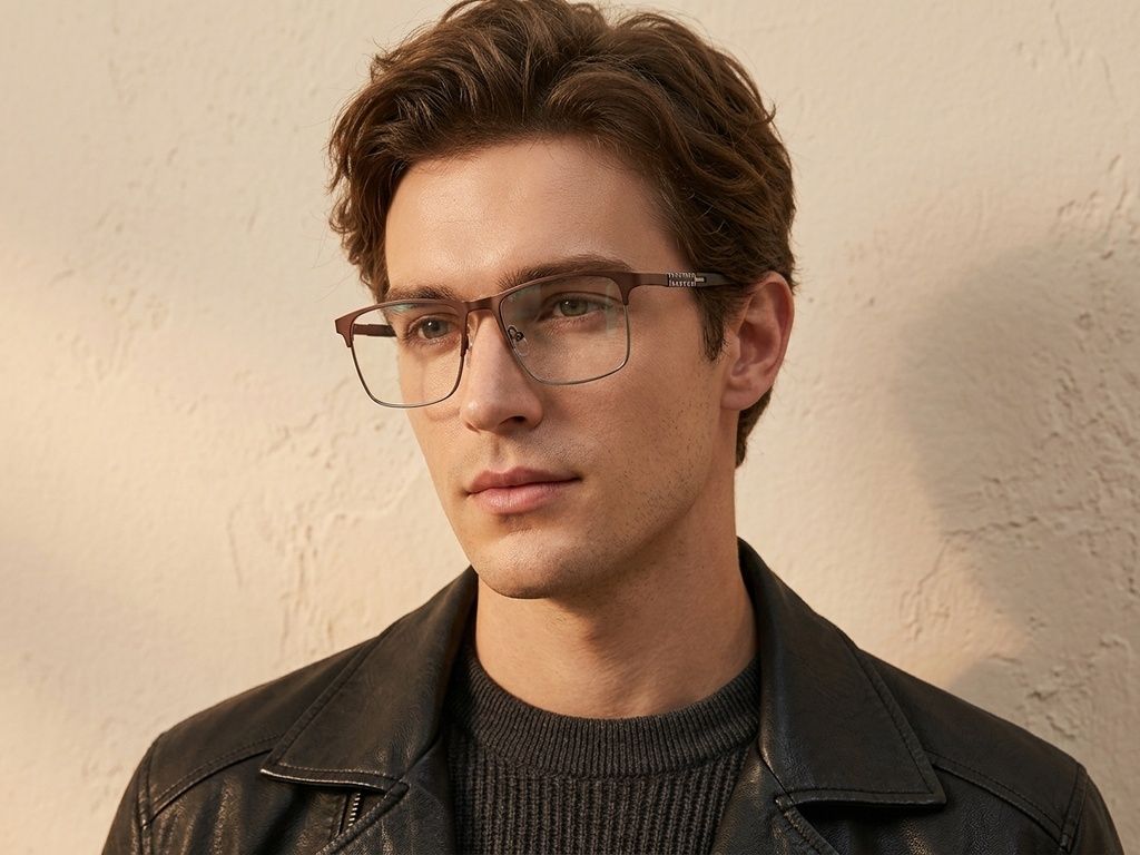 Rectangular Brown Metal Glasses #BS2425-1154