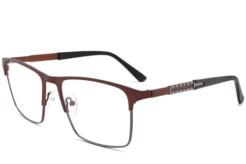 Lunettes rectangulaires en métal brun #BS2425-1154