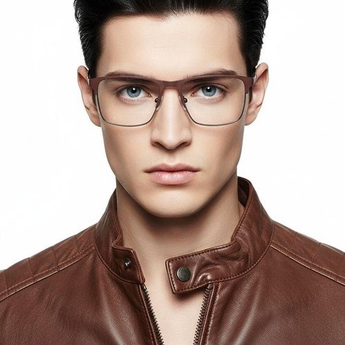 Lunettes rectangulaires en métal brun #BS2425-1154