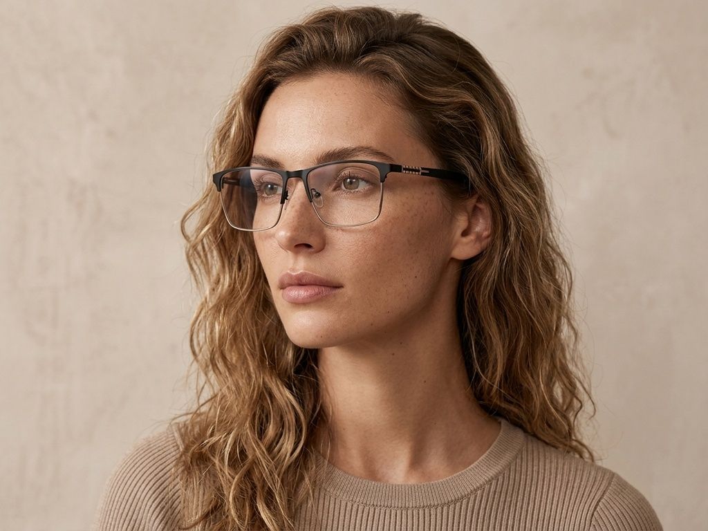 Gafas rectangulares de metal negro #BS2425-1155