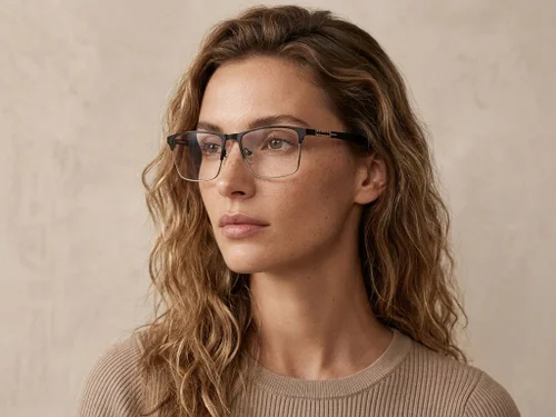 Lunettes rectangulaires en métal noir #BS2425-1155