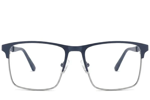 Lunettes rectangulaires en métal bleu #BS2425-1156