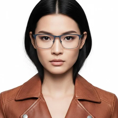 Lunettes rectangulaires en métal bleu #BS2425-1156