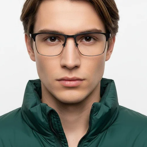 Lunettes rectangulaires en métal noir #BS2425-1157