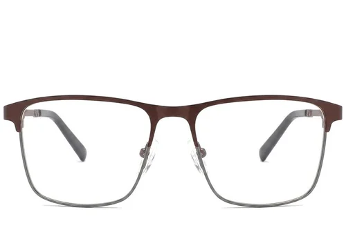 Lunettes rectangulaires en métal brun #BS2425-1159