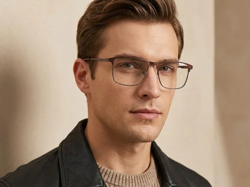 Lunettes rectangulaires en métal brun #BS2425-1159