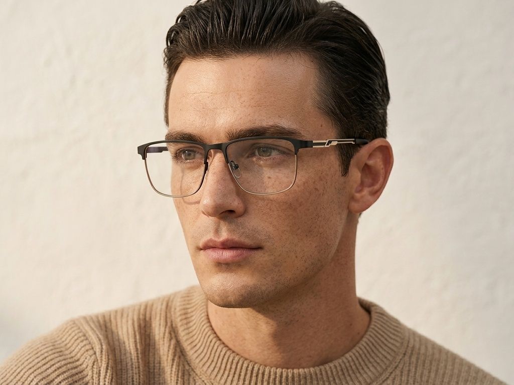 Gafas rectangulares de metal negro #BS2425-1160
