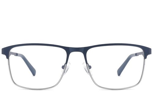 Lunettes rectangulaires en métal bleu #BS2425-1161