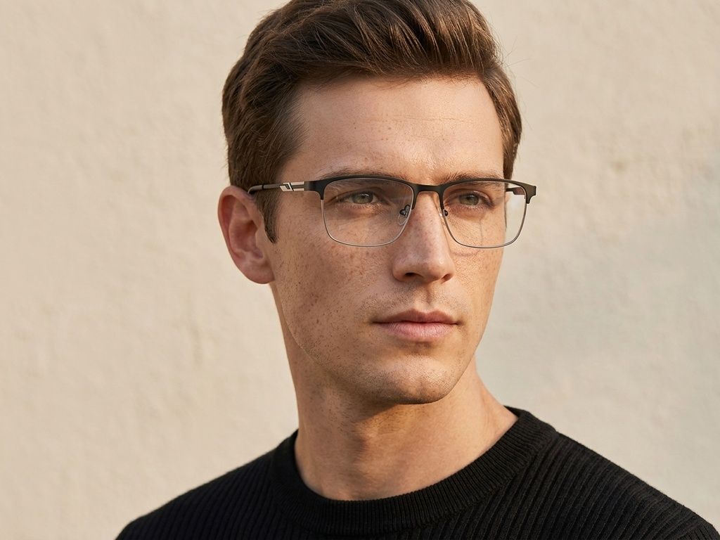 Gafas rectangulares de metal negro #BS2425-1162