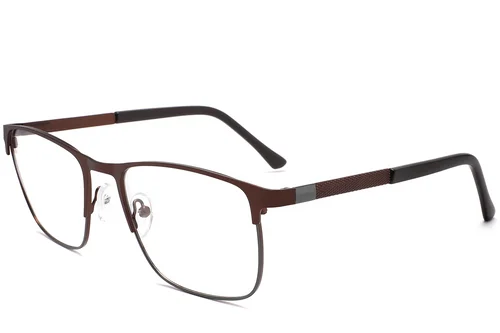 Lunettes rectangulaires en métal brun #BS2425-1164
