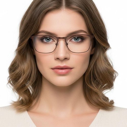 Lunettes rectangulaires en métal brun #BS2425-1164
