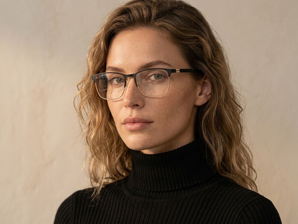 Gafas rectangulares de metal negro #BS2425-1165