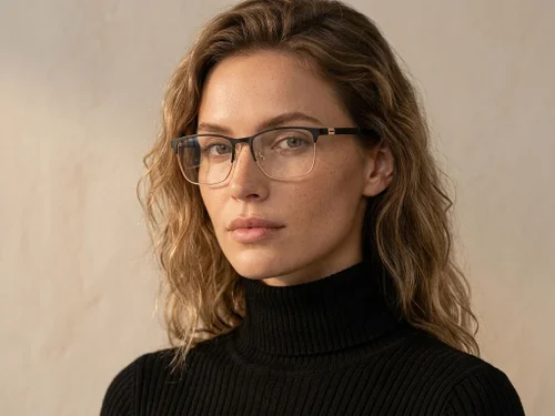 Lunettes rectangulaires en métal noir #BS2425-1165