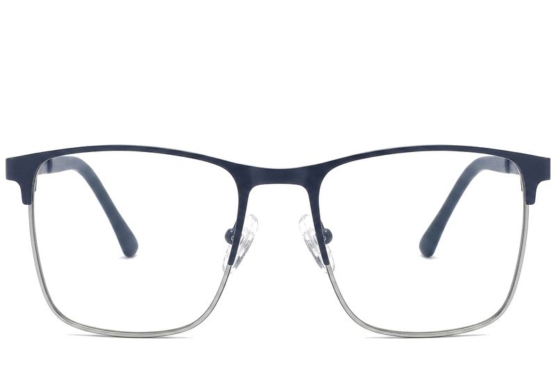 Rectangular Blue Metal Glasses #BS2425-1166