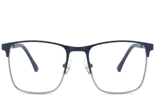 Lunettes rectangulaires en métal bleu #BS2425-1166