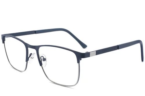 Lunettes rectangulaires en métal bleu #BS2425-1166