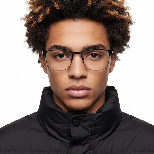 Lunettes rectangulaires en métal noir #BS2425-1167