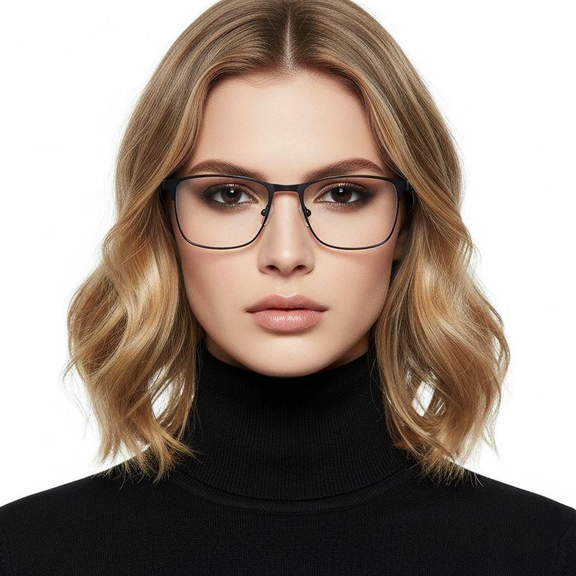 Rectangular Black Metal Glasses #BS2425-1168