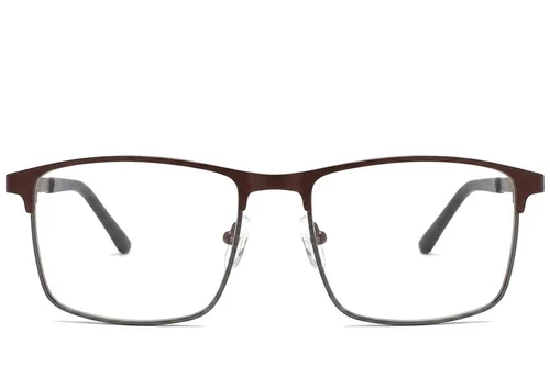Lunettes rectangulaires en métal brun #BS2425-1169