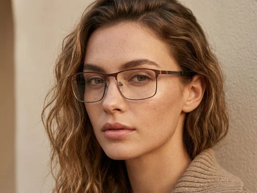 Lunettes rectangulaires en métal brun #BS2425-1169