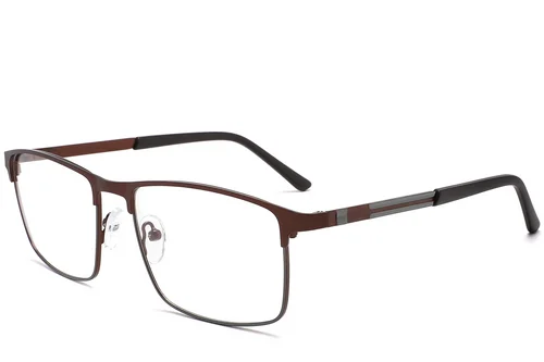 Lunettes rectangulaires en métal brun #BS2425-1169