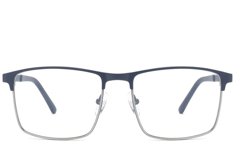 Lunettes rectangulaires en métal bleu #BS2425-1171