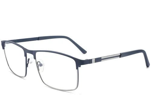 Lunettes rectangulaires en métal bleu #BS2425-1171