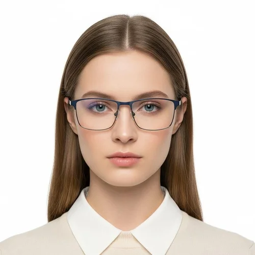 Lunettes rectangulaires en métal bleu #BS2425-1171