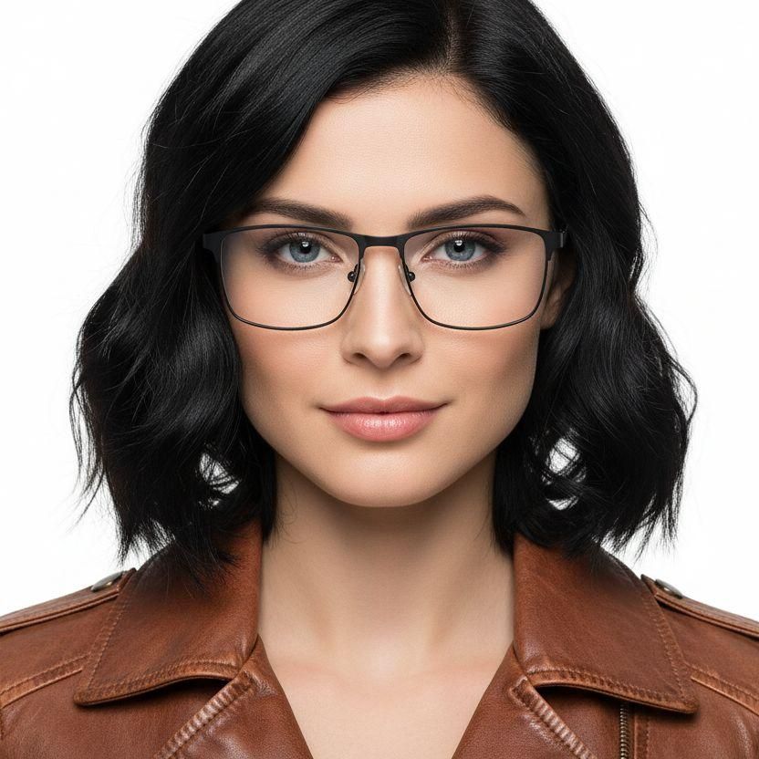 Rectangular Black Metal Glasses #BS2425-1173