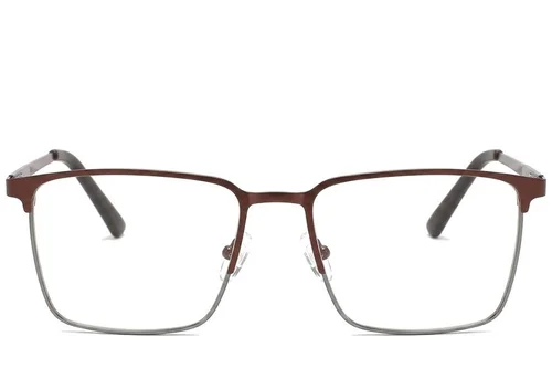 Lunettes rectangulaires en métal brun #BS2425-1174