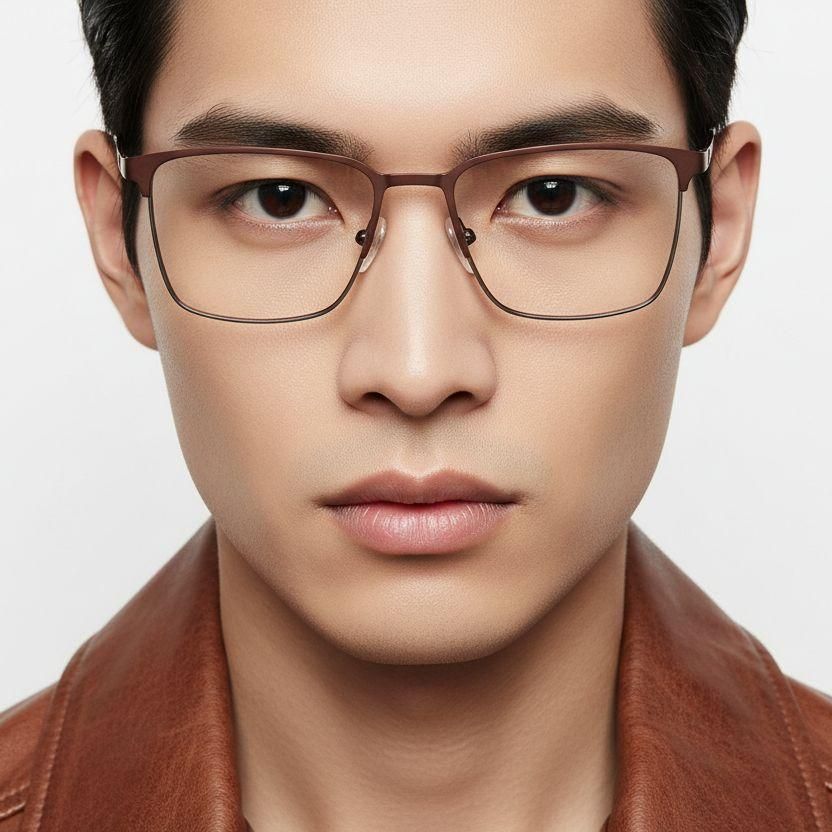 Rectangular Brown Metal Glasses #BS2425-1174