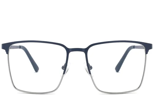 Lunettes rectangulaires en métal bleu #BS2425-1176
