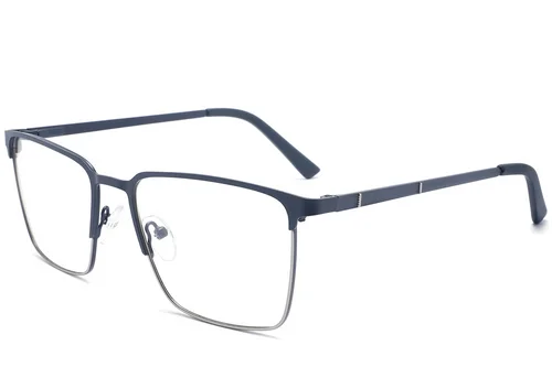 Lunettes rectangulaires en métal bleu #BS2425-1176