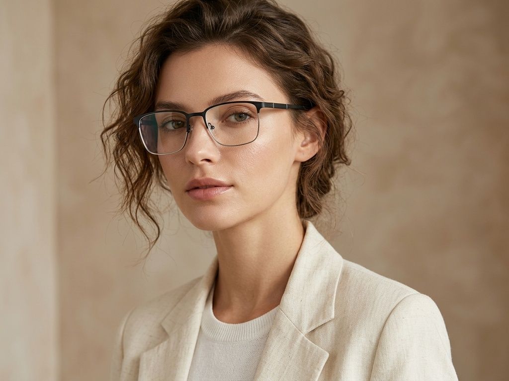 Gafas rectangulares de metal negro #BS2425-1177