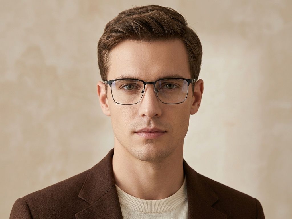Gafas rectangulares de metal negro #BS2425-1178