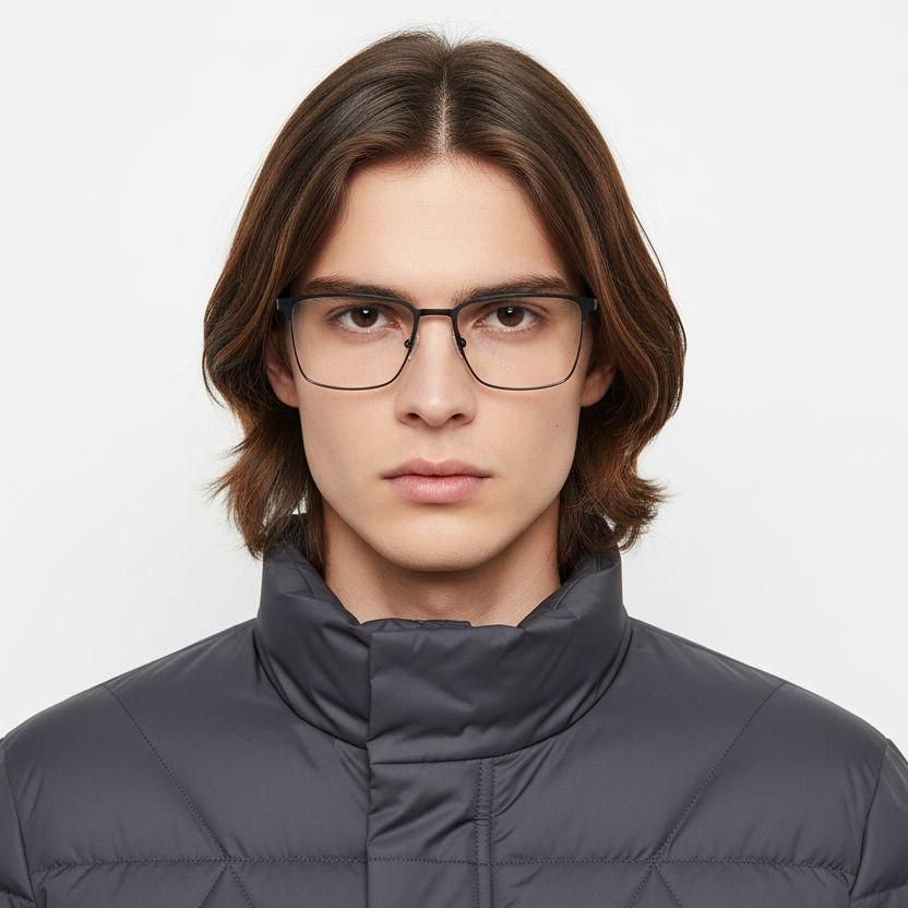 Rectangular Black Metal Glasses #BS2425-1178