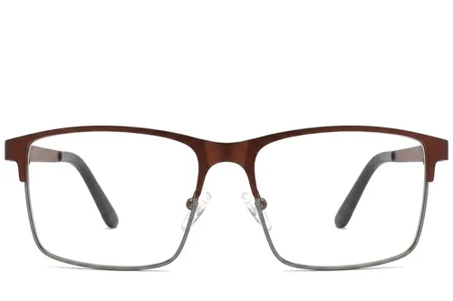 Lunettes rectangulaires en métal brun #BS2425-1179