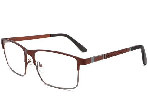 Lunettes rectangulaires en métal brun #BS2425-1179