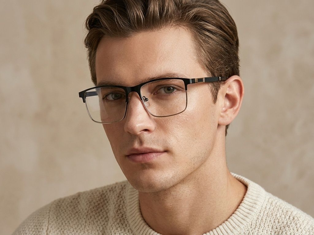 Gafas rectangulares de metal negro #BS2425-1180