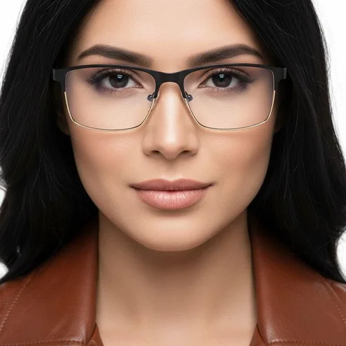 Lunettes rectangulaires en métal noir #BS2425-1180