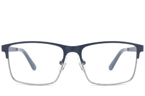 Lunettes rectangulaires en métal bleu #BS2425-1181