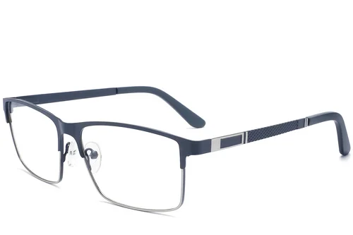 Lunettes rectangulaires en métal bleu #BS2425-1181